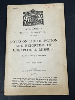 WW2 1943 Civil Defence Reporting Detection Unexploded Missiles Gas Mines