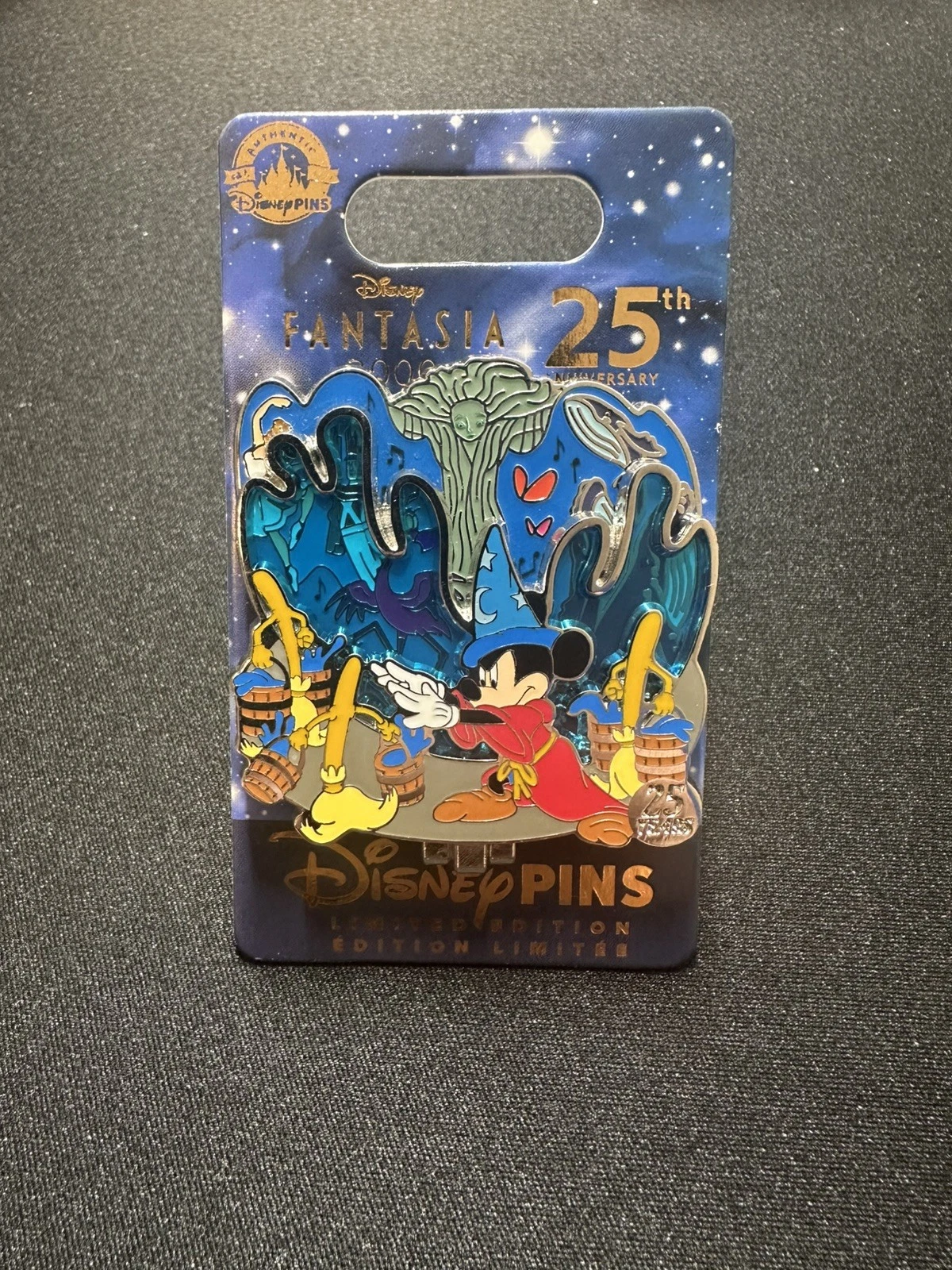 DISNEY FANTASIA 2000 25Th ANNIVERSARY SORCERER MICKEY BROOMS SPRITE PIN LE 3000