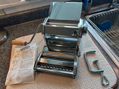 Imperia Pasta Maker W/Attachment  and clamp, Made in Italy WITH Box