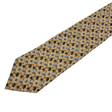 Ermenegildo Zegna Silk Tie Made in Italy Yellow Blue Floral Geometric Designer