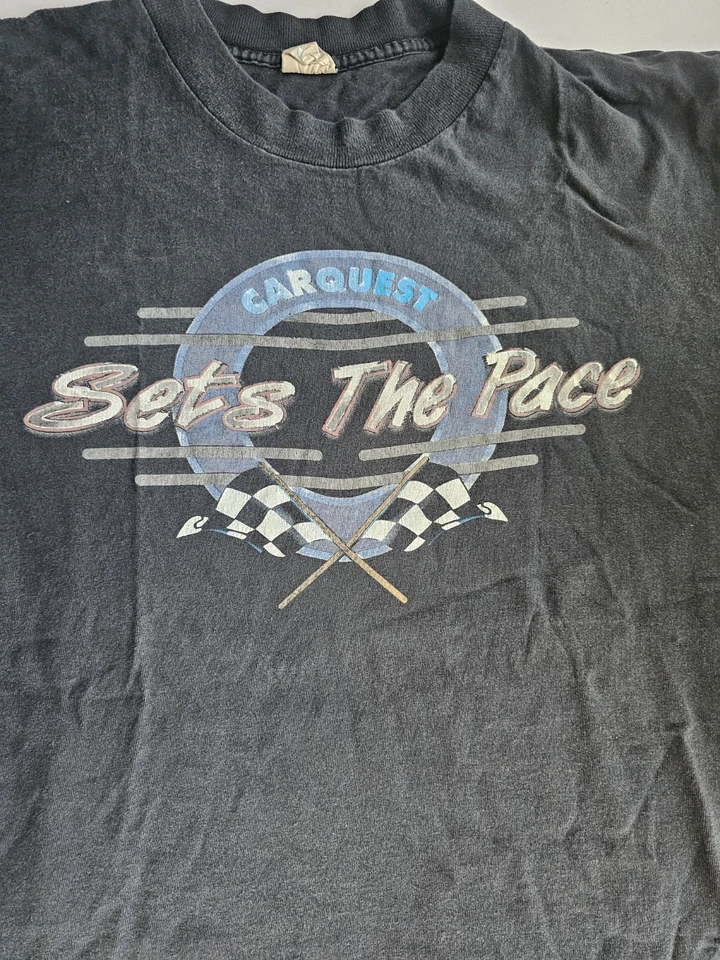 Vtg Carquest Sets the Pace Black Faded T-Shirt SZ L 90s Auto Parts Single Stich - Image 4 of 4