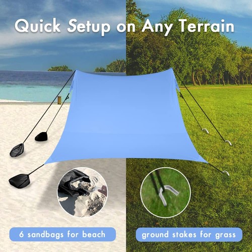 Beach Shade Windproof Design, Sun Shelter UPF50+ Portable Family Tent with 6 ... - Bild 5 von 6