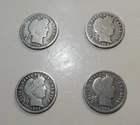 Four 1909 Barber Dimes - from ALL 4 Mints P, D, O, S - 90% Silver...!