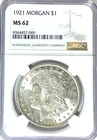 1921 $1 Morgan Silver Dollar MS62 NGC Uncirculated Philadelphia