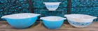 VTG Pyrex Apollo 11 Horizon Blue Cinderella Bowls 4 Bowl Complete Set 441-444
