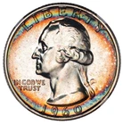 1960 Washington Silver Quarter NGC PF67 QA Sticker Rainbow Toned Album Toning