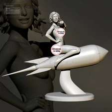 1:24 75mm Resin Model Kit Rocket Sexy Girl Unassembled Uncolored -
