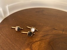 Vintage Swank Mother Of Pearl Gold Tone Tuxedo Tux Shirt Studs Set of 3