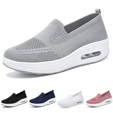 Luftpolster Laufschuhe Damen Slip On Sneaker Leichte Turnschuhe Mesh Sportschuhe