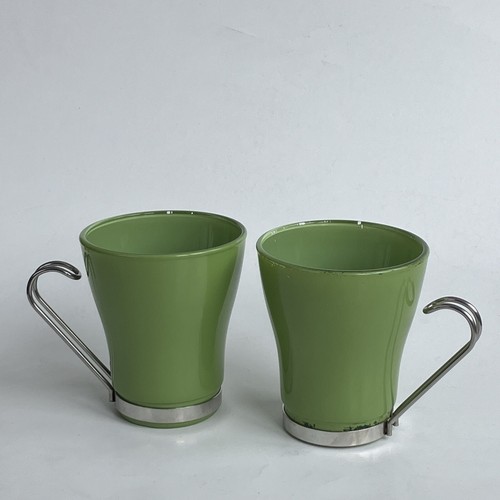 Vintage BORMIOLI VITROSAX Italy Coffee Cups RARE Green 1970s Expresso - Picture 5 of 9
