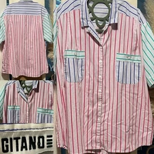 Vintage GITANO funky color block Short Sleeve Button Up shirt Unisex Y2K 80s