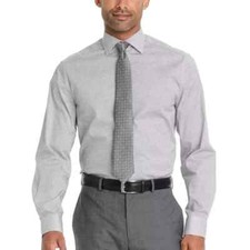 Nick Graham Men's Performance Cotton Dress Shirt with Tie Set, Gray, Size XL-L