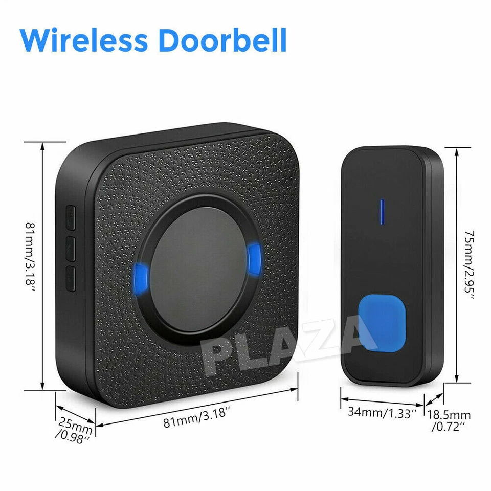 Wireless Door Bell Chime Waterproof Doorbell 2 Plugin Receivers 300M Long Range - image 2 of 4