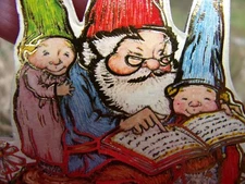 3 vintage 1980 Merrimack Pub Corp cardboard ornaments! sweet whimsical graphics!