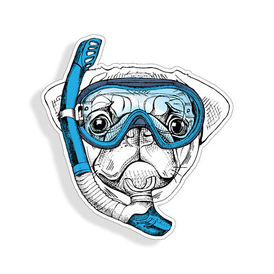 Pug Dog Snorkel Scuba Diver Sticker Decal