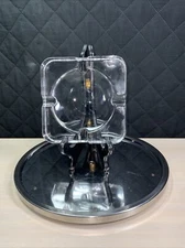 Vtg Thick Clear 5”  Glass Square Shaped 4 Slot Ashtray