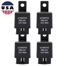 4pcs DC 12V 40A 40 AMP Car Auto Automotive Van Boat Bike 4 Pins SPST Alarm Relay