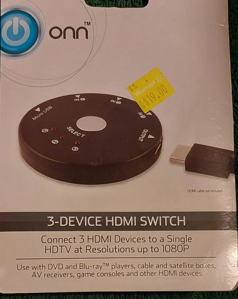Brand New onn ONA17AV003 3-device HDMI Switch, Resolutions Up to 1080P - Image 3 of 4