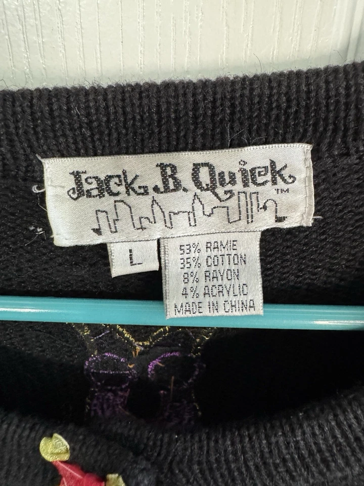 Cárdigan suéter Jack B.Quick negro tejido apliques de búho con joyas talla L Foto 4 de 4