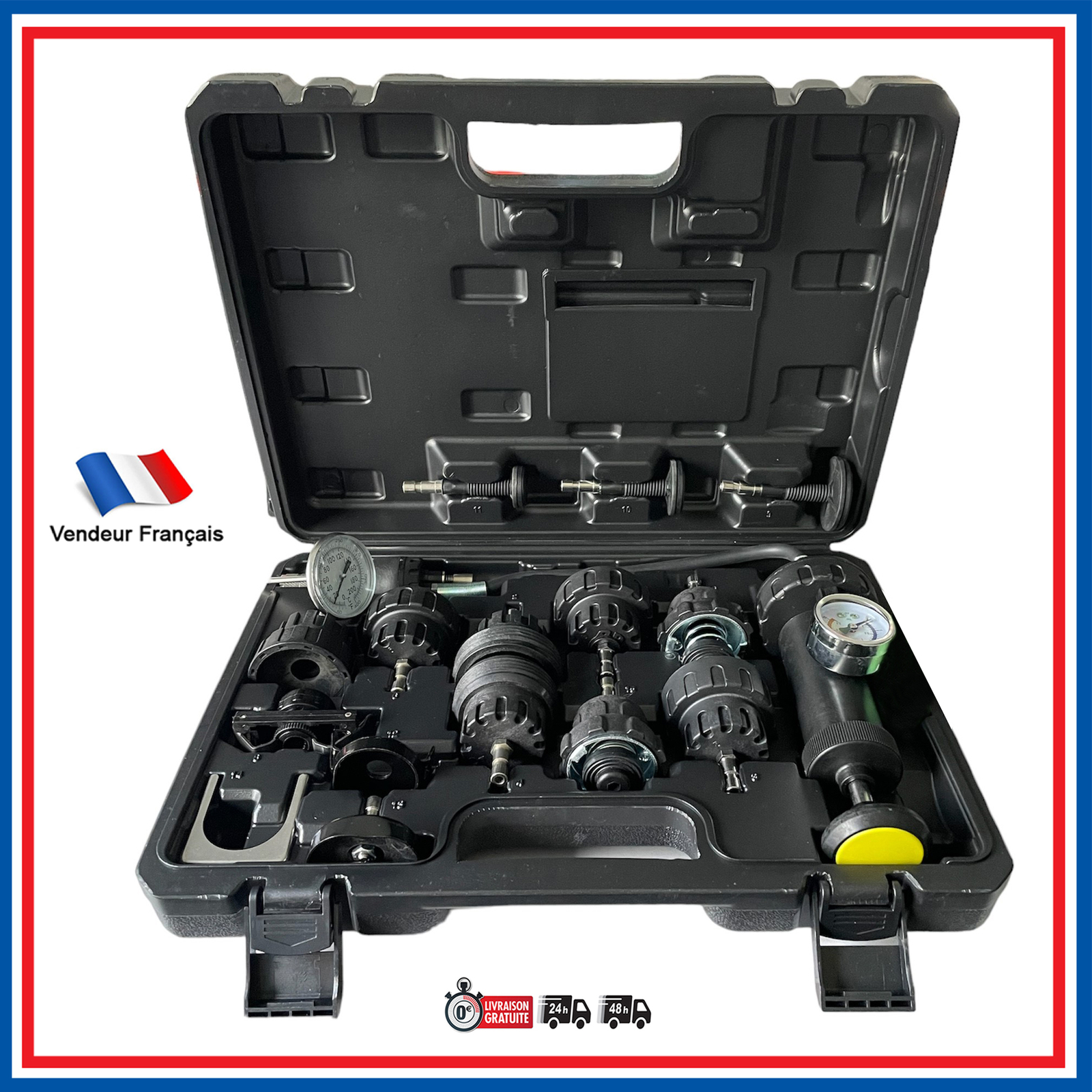 Testeur de pression de liquide de refroidissement universel pour circuit de radiateur