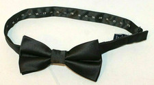 Black Adjustable Bowtie GEORGE WITH CLIP POLYESTER SATIN CLIP ON SIZE ADJUSTABLE