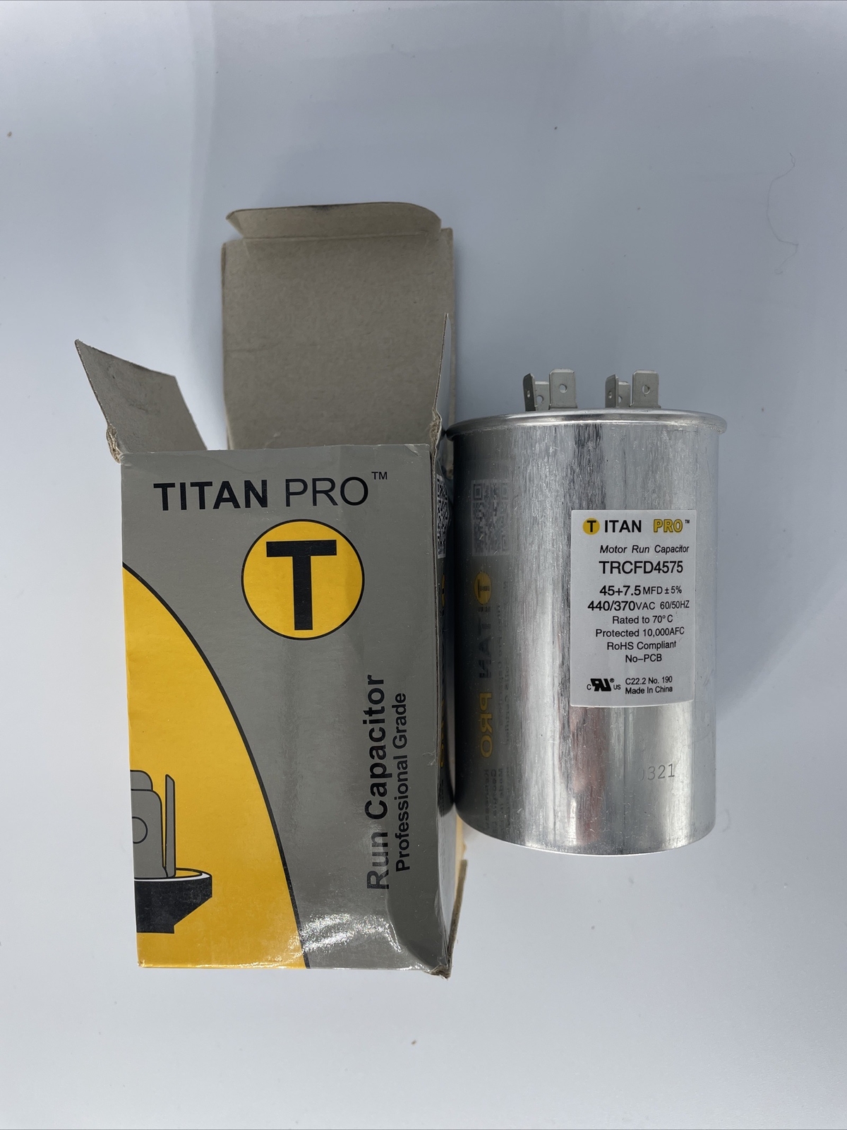 TITAN Pro Capacitor 45/7.5 MFD 440 VAC Round Replaces Trane Cpt00669  97f9883 for sale online | eBay