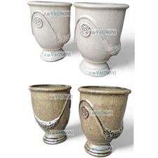 2 Vasi vaso anduze in Terracotta ceramica smalatato bianco antico verde o marron