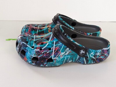 Crocs Classic Graphic Clog, Slate Grey/Multi Unisex Clog Junior Size J6