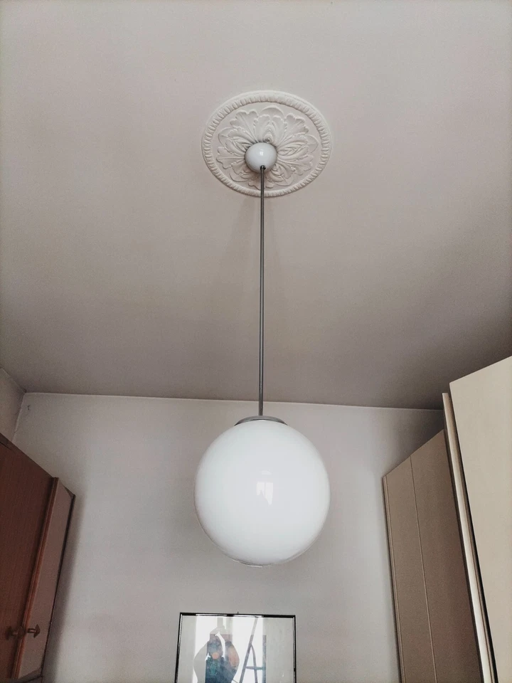 Lámpara de suspensión de cristal Murano opalino Bauhaus Foto 3 de 4