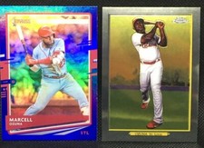  (2) 2020 Marcell Ozuna Inserts Topps Turkey Red Chrome & Donruss Holo Blue