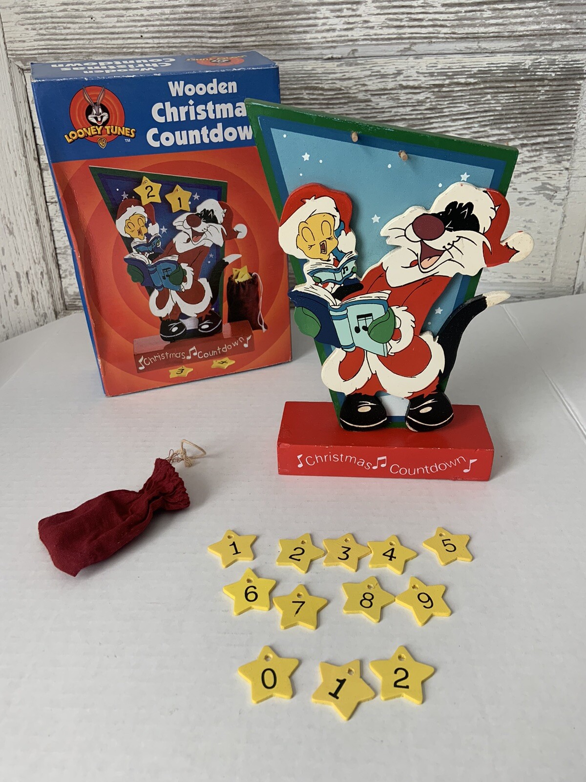 2001-looney-tunes-tweety-amp-sylvester-wooden-christmas-countdown-advent-calendar-ebay