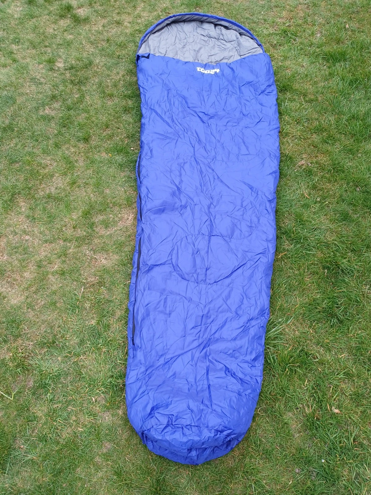 Tog24 Mummy Sleeping Bag Blue 2.5m Long Full Zip Quilted