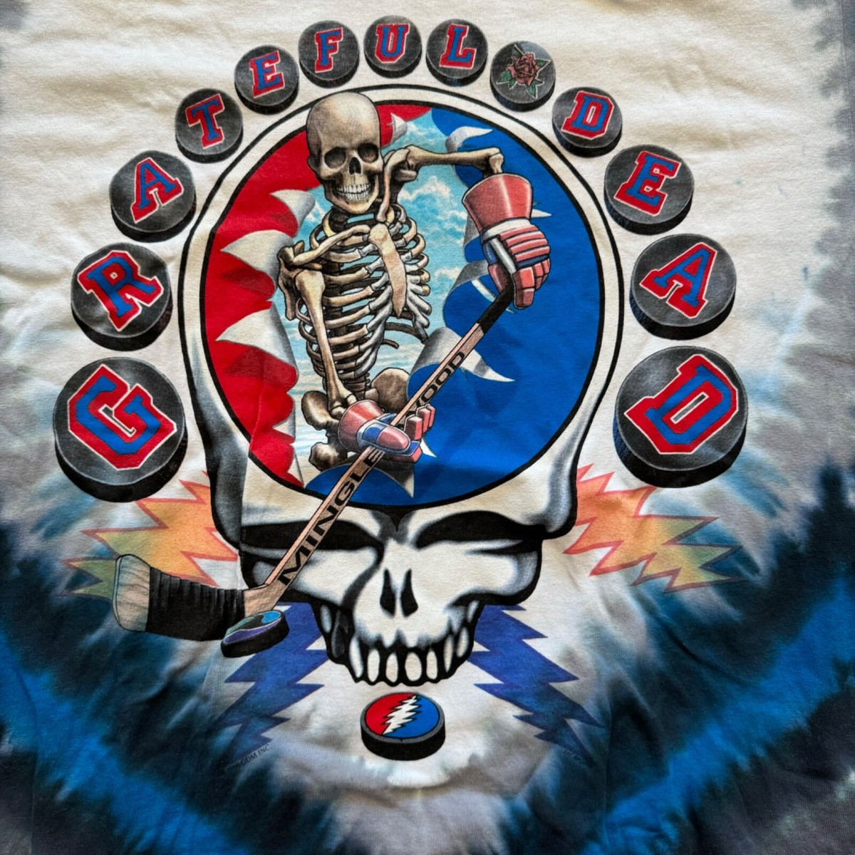 Liquid Blue Grateful Dead NY Strangers Skeleton Hockey Tie Dye T