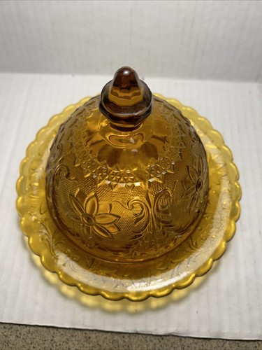 Vintage Amber Tiara Butter Cheese Cloche Dome Dish 6"x7.5" Indiana Glass Company - Picture 12 of 12