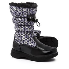 TOTES Girls size 12 Black/Purple Dotty Fleece Lined Winter Boots FREE SHIPPING