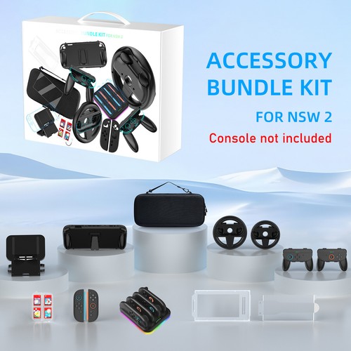 Accessories Kit For Nintendo Switch 2 Console Grip,Charging Base,Carrying Case - Picture 19 of 19