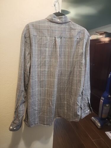 Merona Mens Gray With Red White And Blue Stripes Dress Shirt - Picture 4 of 4