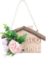Welcome Sign Hanging Wall Decor for Front Door Living Room Wooden Flower Wreath
