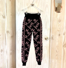 Vintage Small Logo Sweater Knit High Waist Stretch Leggings 80s 90s 2000s 00s