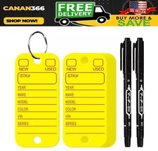 Poly Key Tags Plastic Key Tags w/ 200 Rings & 2 Markers Car Dealer 200 Pieces