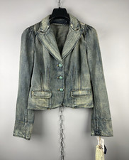 NEW Vintage Ralph Lauren Creasted Button Cotton 12 OZ Denim Blazer Jacket Sz M