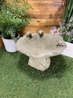 STONE GARDEN FROG TOAD LILY BIRD BATH STATUE ORNAMENT