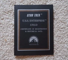 Star Trek USS Enterprise 1701-D Certificate of Registration & Historical Data