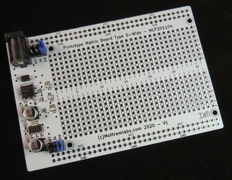 Prototyping Breadboard With PSU - 12V, 5V, 3.3V Wemos/NodeMCU ESP32 Pico 201104