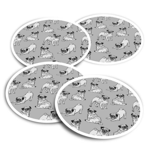 4x Round Stickers 10 cm - BW - ny Pug Dog illustrations Pugs  #42756 - Afbeelding 1 van 8