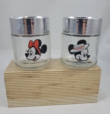 Vintage Walt Disney Mickey and Minnie Mouse Salt & Pepper Glass Shaker Set