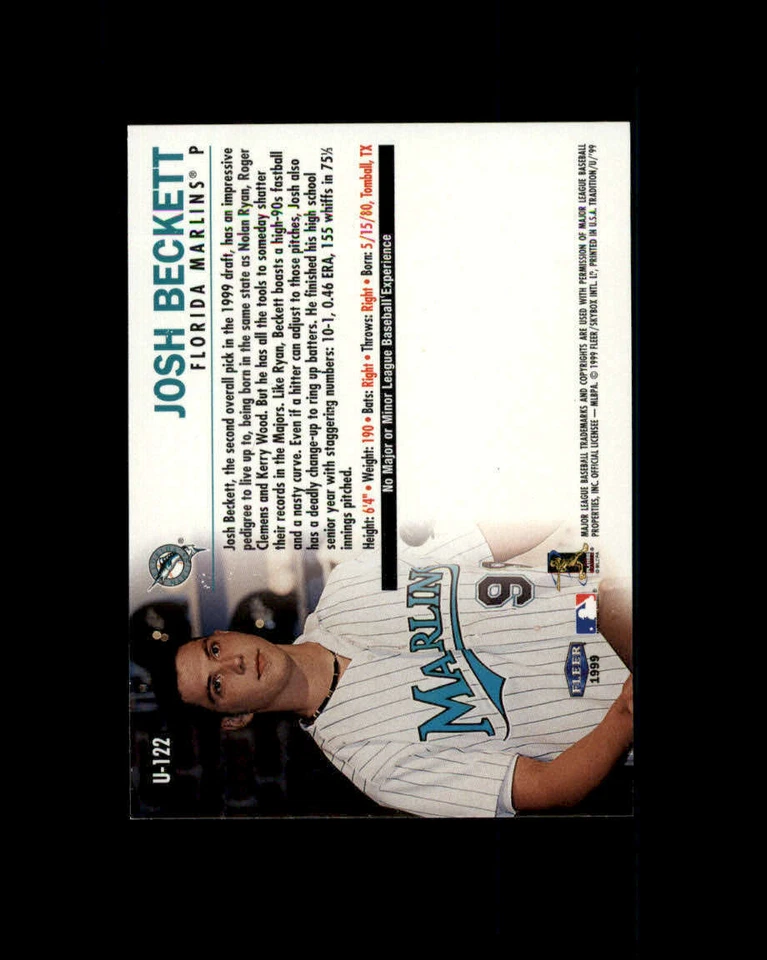 1999 Fleer Tradition Update #U122 Josh Beckett RC (ref 165694) - Image 2 of 2