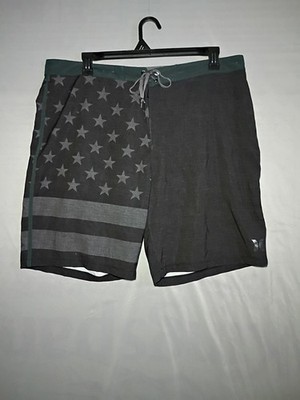 Hurley Board Shorts Mens 40 Gray Black USA Flag Stripe Stars Phantom Surf Swim