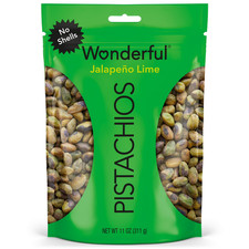 Wonderful Pistachios No Shells Jalapeno Lime Nuts, 11 Ounce Bag.