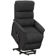 Power Lift Chair for Seniors Fabric Lift Chair w/ Side Pockets Remote Black